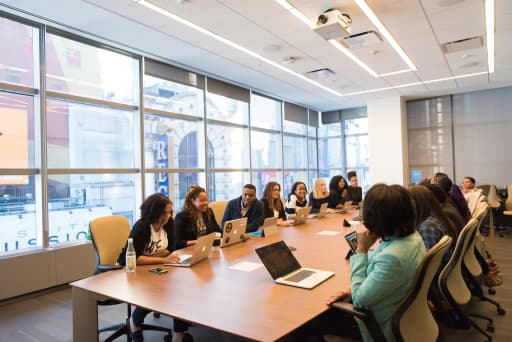 Team meeting in a boardroom